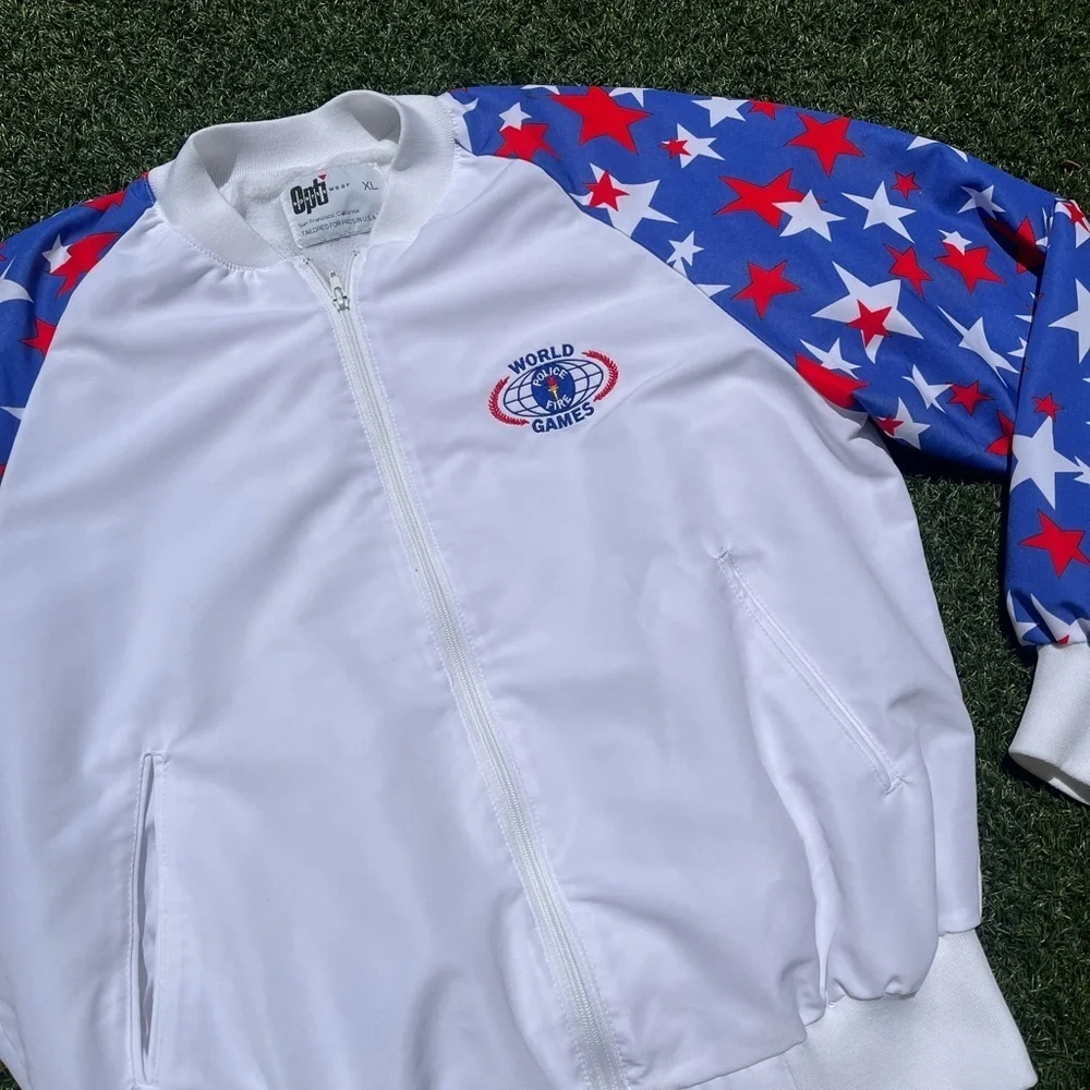 VTG 80’s USA Themed Police Games White Jacket